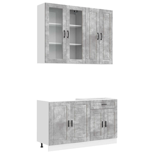 vidaXL Μονάδα κουζίνας PORTO 4 pcs Γκρι Σκυροδέματος