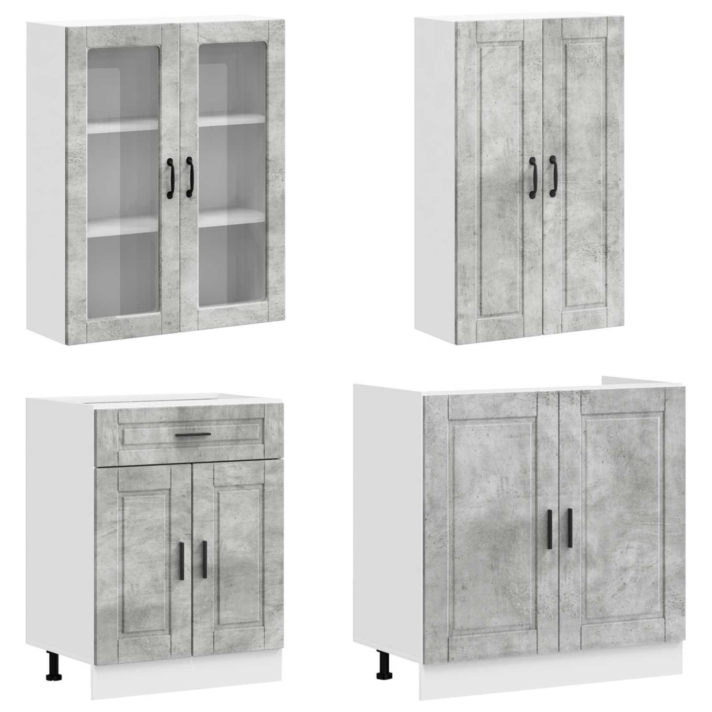 vidaXL Μονάδα κουζίνας PORTO 4 pcs Γκρι Σκυροδέματος