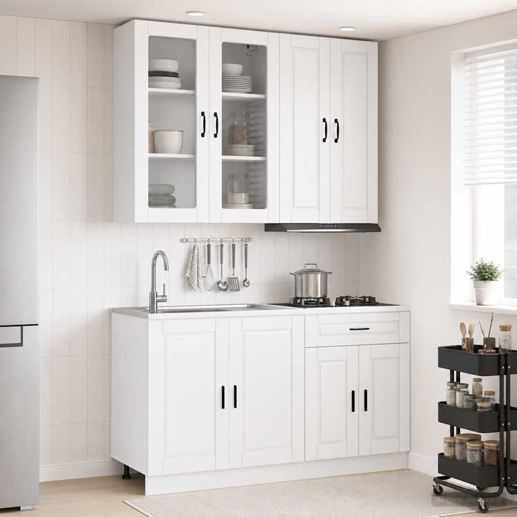 vidaXL Μονάδα κουζίνας PORTO 4 pcs Γυαλιστερό Λευκό Επεξεργασμένο Ξύλο