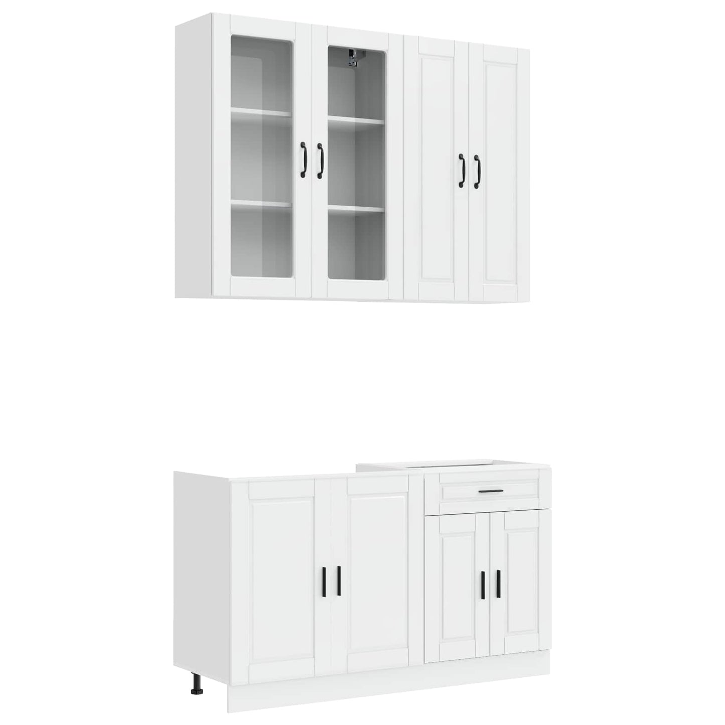 vidaXL Μονάδα κουζίνας PORTO 4 pcs Γυαλιστερό Λευκό Επεξεργασμένο Ξύλο
