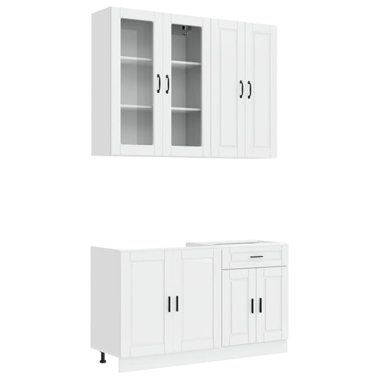 vidaXL Μονάδα κουζίνας PORTO 4 pcs Γυαλιστερό Λευκό Επεξεργασμένο Ξύλο