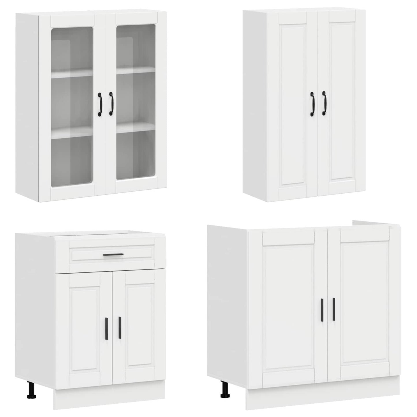 vidaXL Μονάδα κουζίνας PORTO 4 pcs Γυαλιστερό Λευκό Επεξεργασμένο Ξύλο