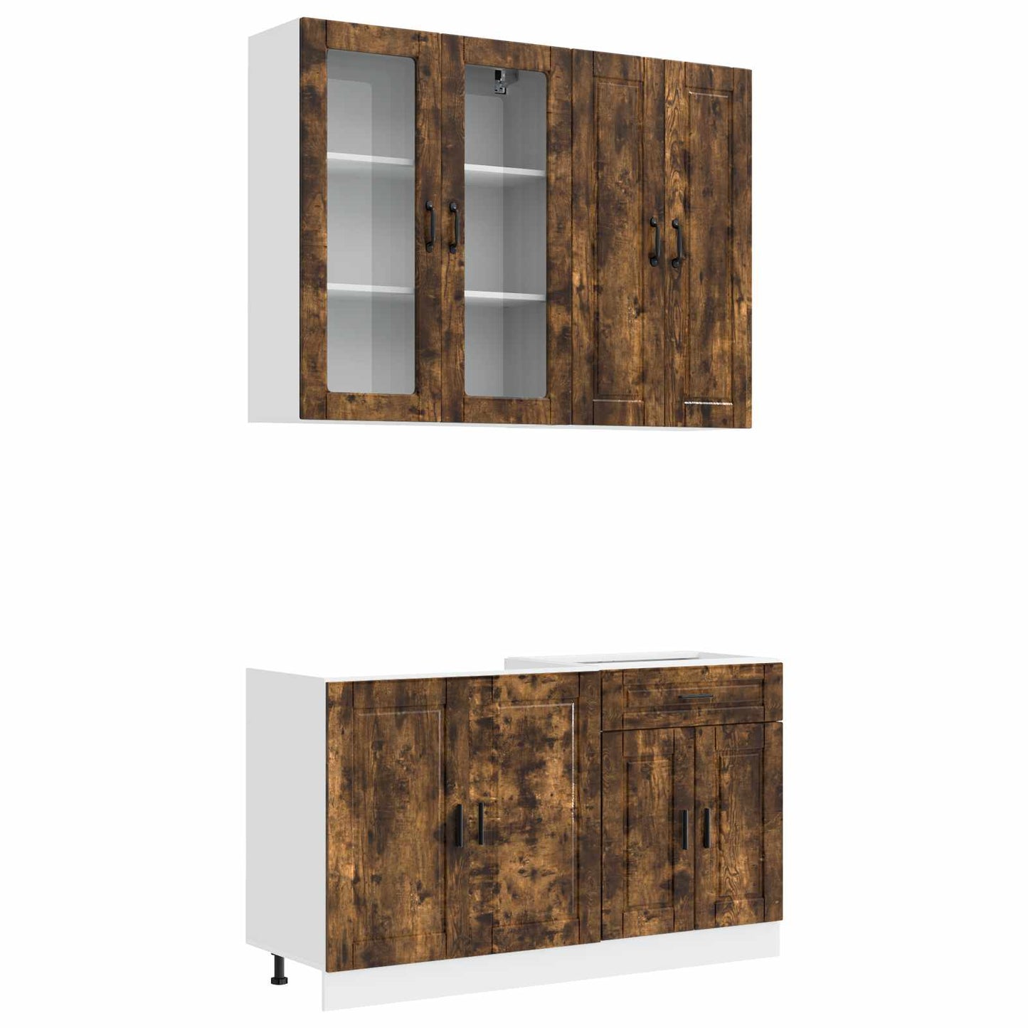 vidaXL Μονάδα κουζίνας PORTO 4 pcs Καπνισμένο Ξύλο Δρυός