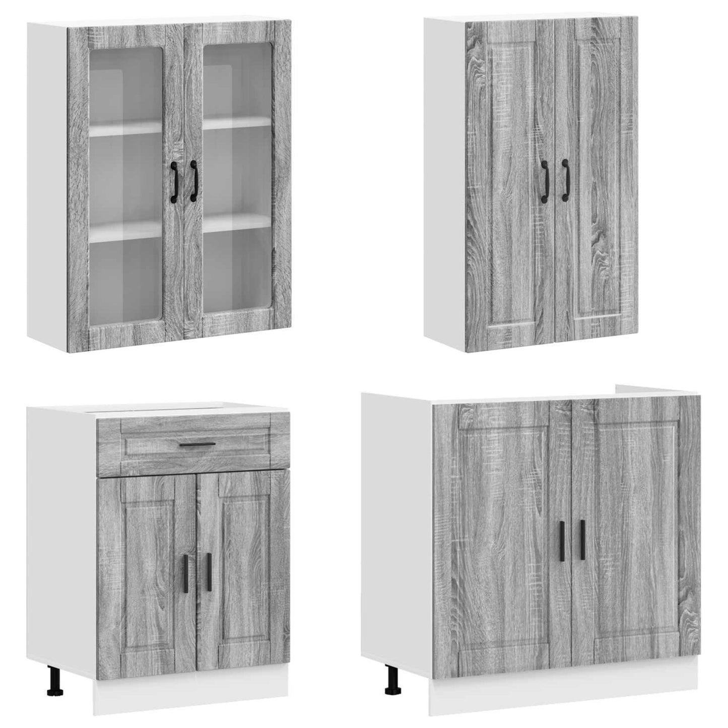 vidaXL Μονάδα κουζίνας PORTO 4 pcs Γκρι Sonoma Επεξεργασμένο Ξύλο