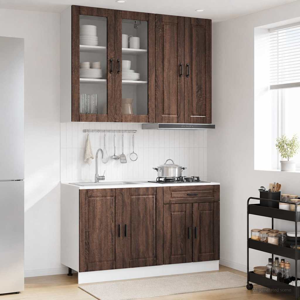 vidaXL Μονάδα κουζίνας PORTO 4 pcs Καφέ Ξύλο Δρυός Επεξεργασμένο Ξύλο