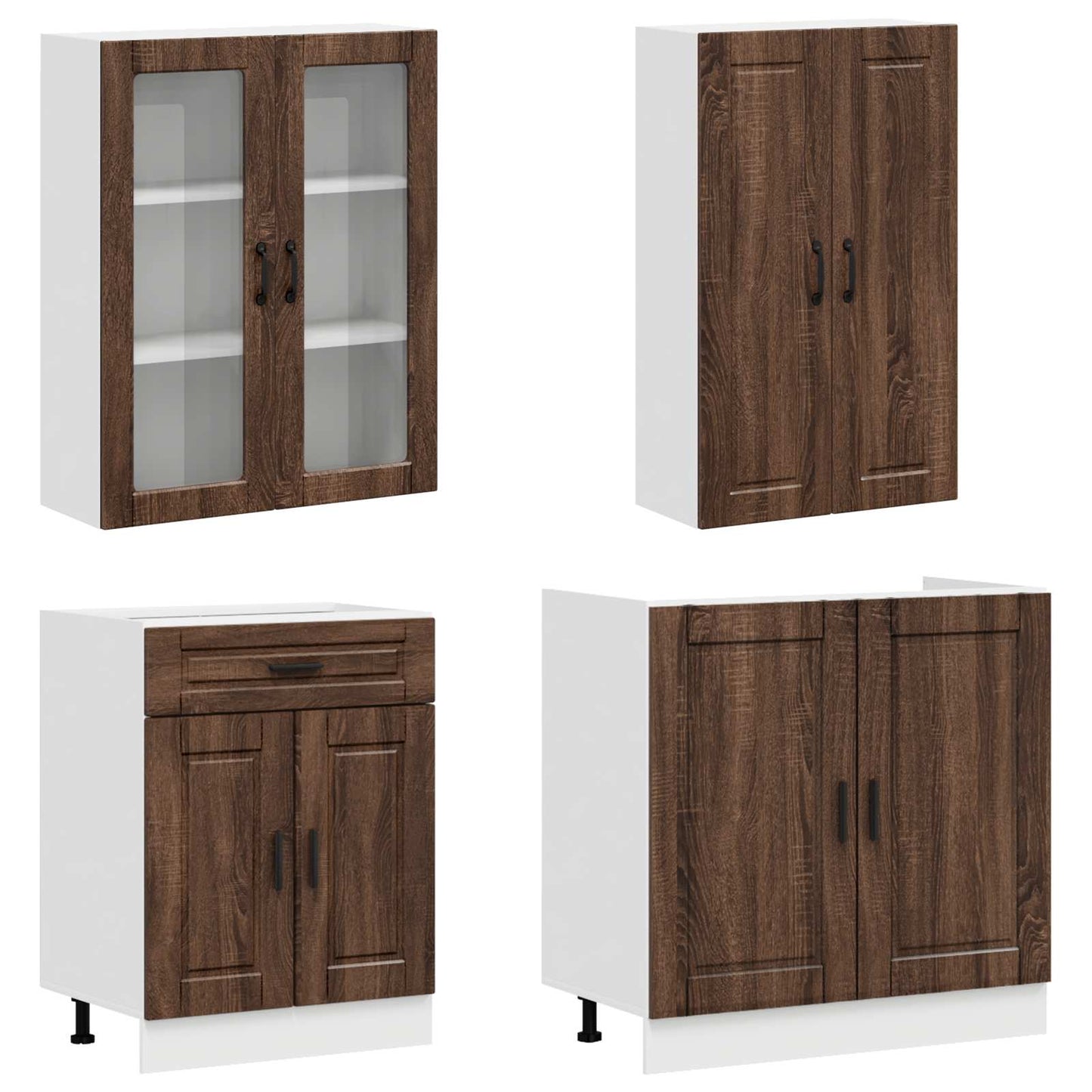 vidaXL Μονάδα κουζίνας PORTO 4 pcs Καφέ Ξύλο Δρυός Επεξεργασμένο Ξύλο