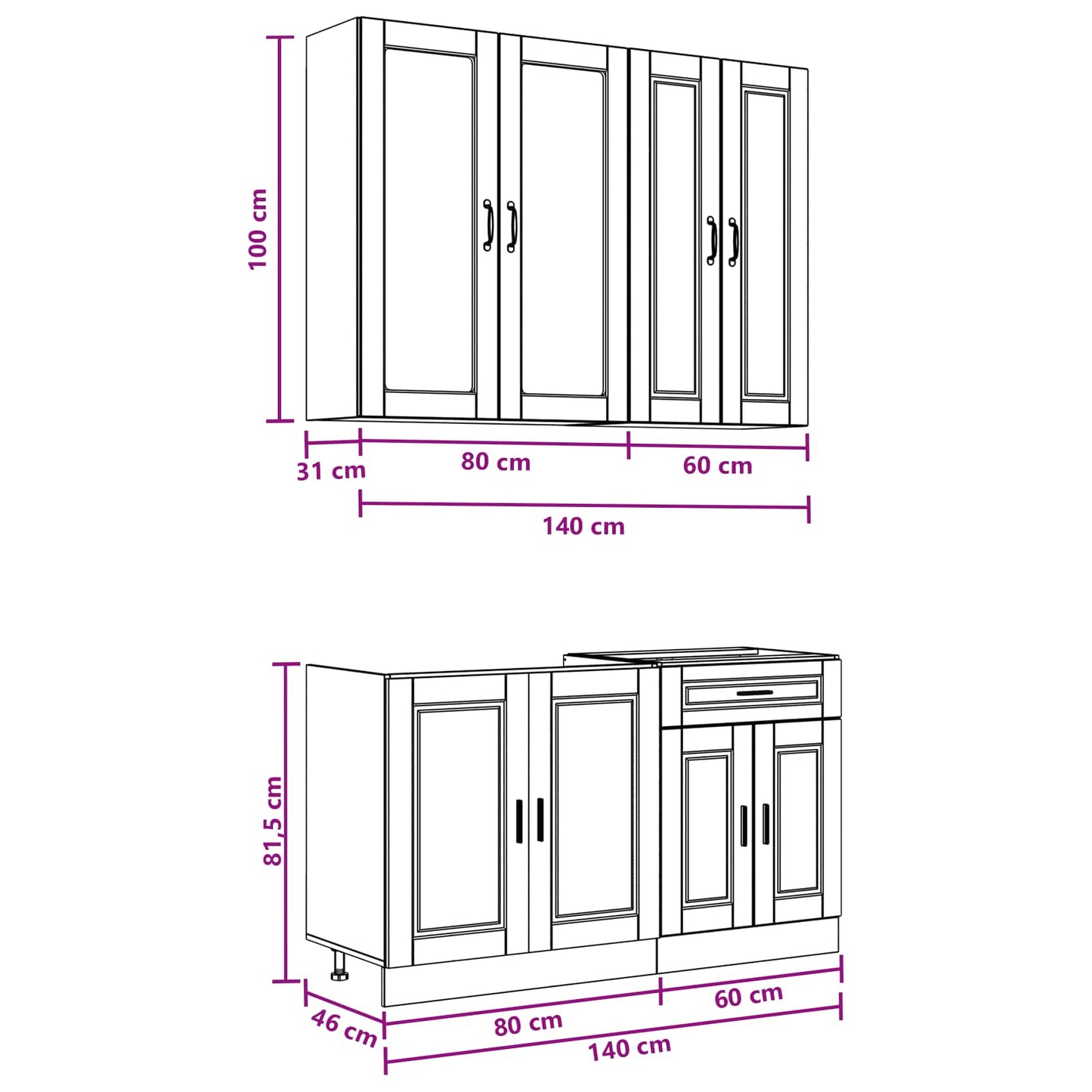vidaXL Μονάδα κουζίνας PORTO 4 pcs Artisan Δρυς Επεξεργασμένο Ξύλο