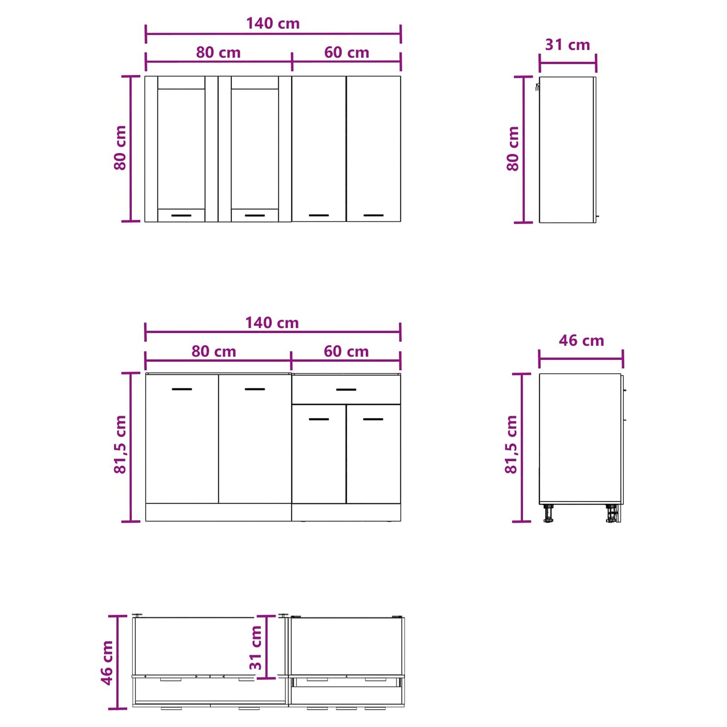 vidaXL Μονάδα κουζίνας LYON 4 pcs Sonoma Δρυς Επεξεργασμένο Ξύλο