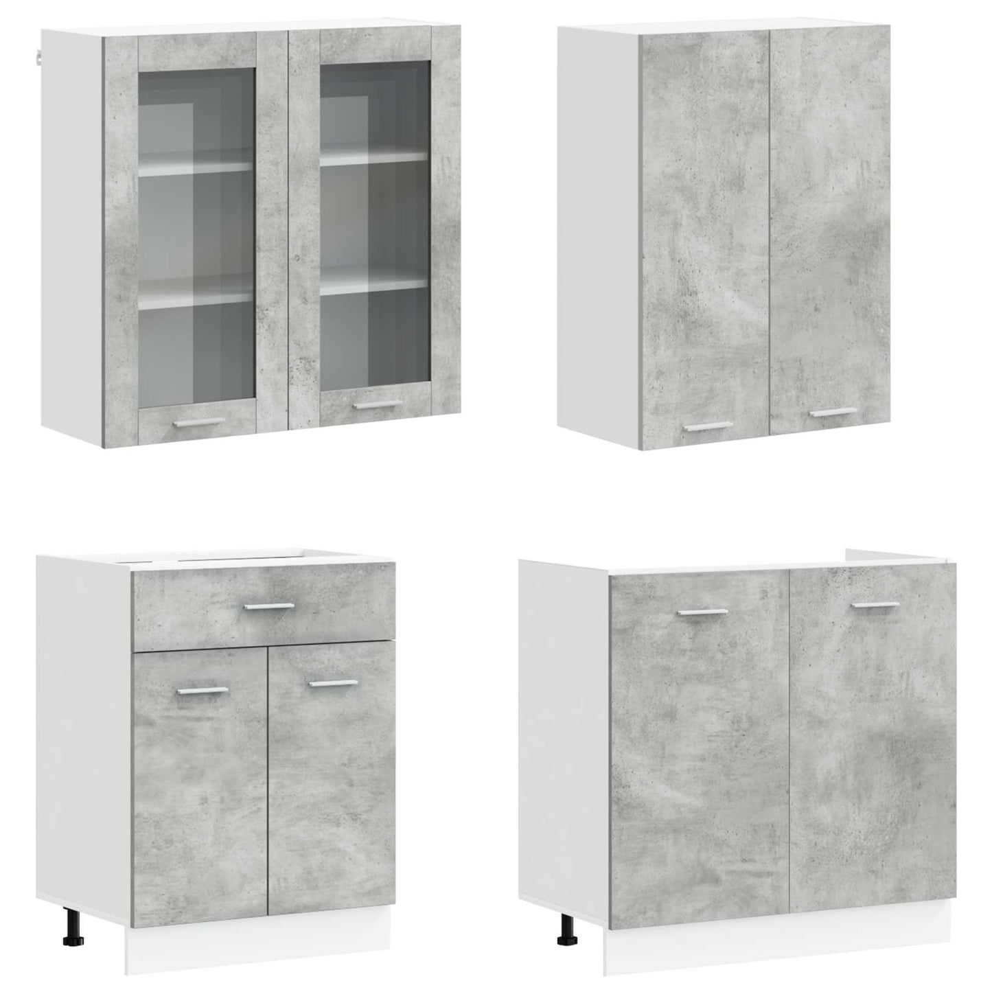 vidaXL Μονάδα κουζίνας LYON 4 pcs Γκρι Σκυροδέματος Επεξεργασμένο Ξύλο