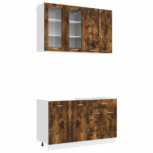 vidaXL Μονάδα κουζίνας LYON 4 pcs Καπνισμένο Ξύλο Δρυός