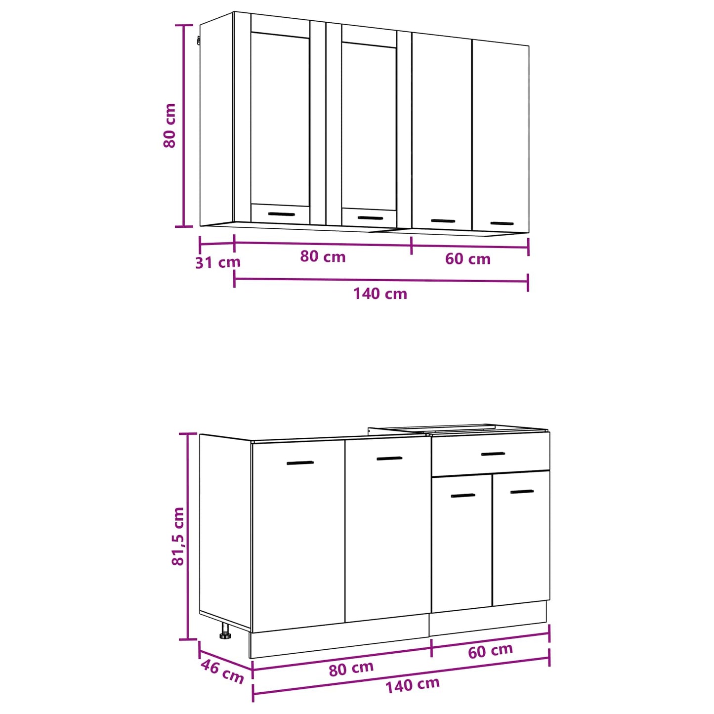 vidaXL Μονάδα κουζίνας LYON 4 pcs Καπνισμένο Ξύλο Δρυός