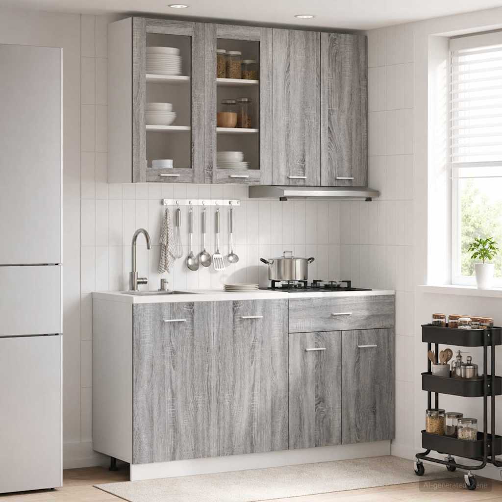 vidaXL Μονάδα κουζίνας LYON 4 pcs Γκρι Sonoma Επεξεργασμένο Ξύλο