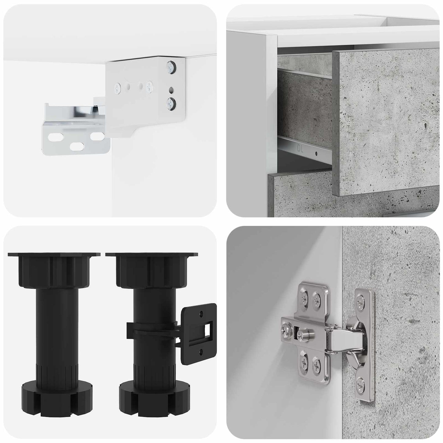 vidaXL Μονάδα κουζίνας LYON 4 pcs Γκρι Σκυροδέματος Επεξεργασμένο Ξύλο