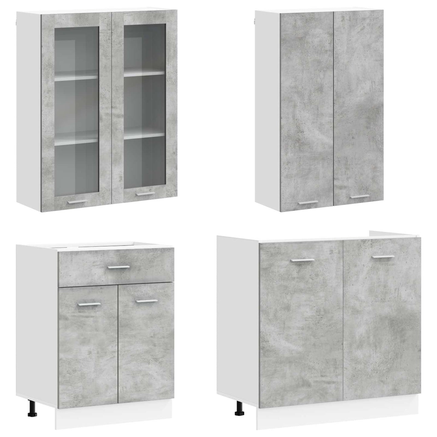 vidaXL Μονάδα κουζίνας LYON 4 pcs Γκρι Σκυροδέματος Επεξεργασμένο Ξύλο