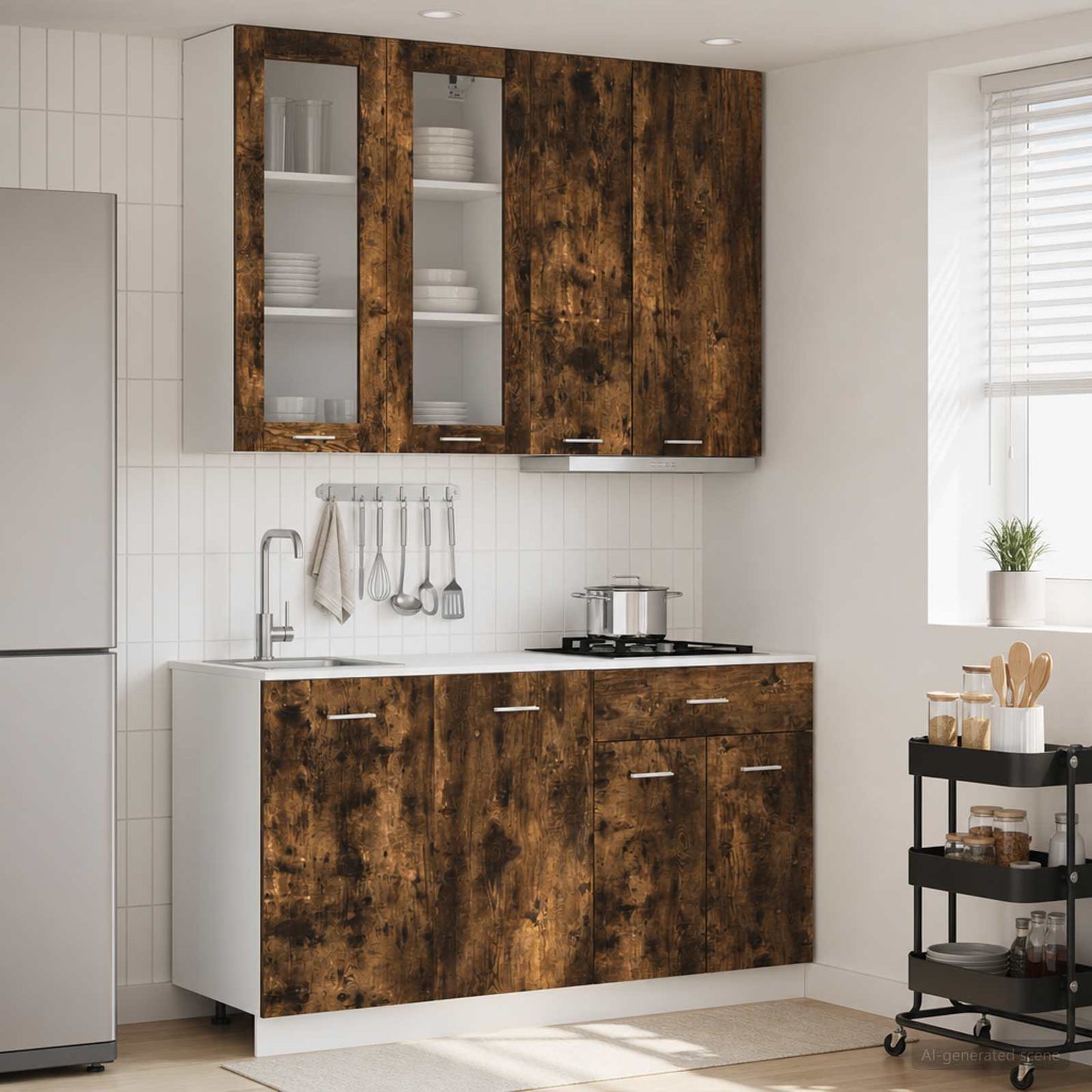 vidaXL Μονάδα κουζίνας LYON 4 pcs Καπνισμένο Ξύλο Δρυός