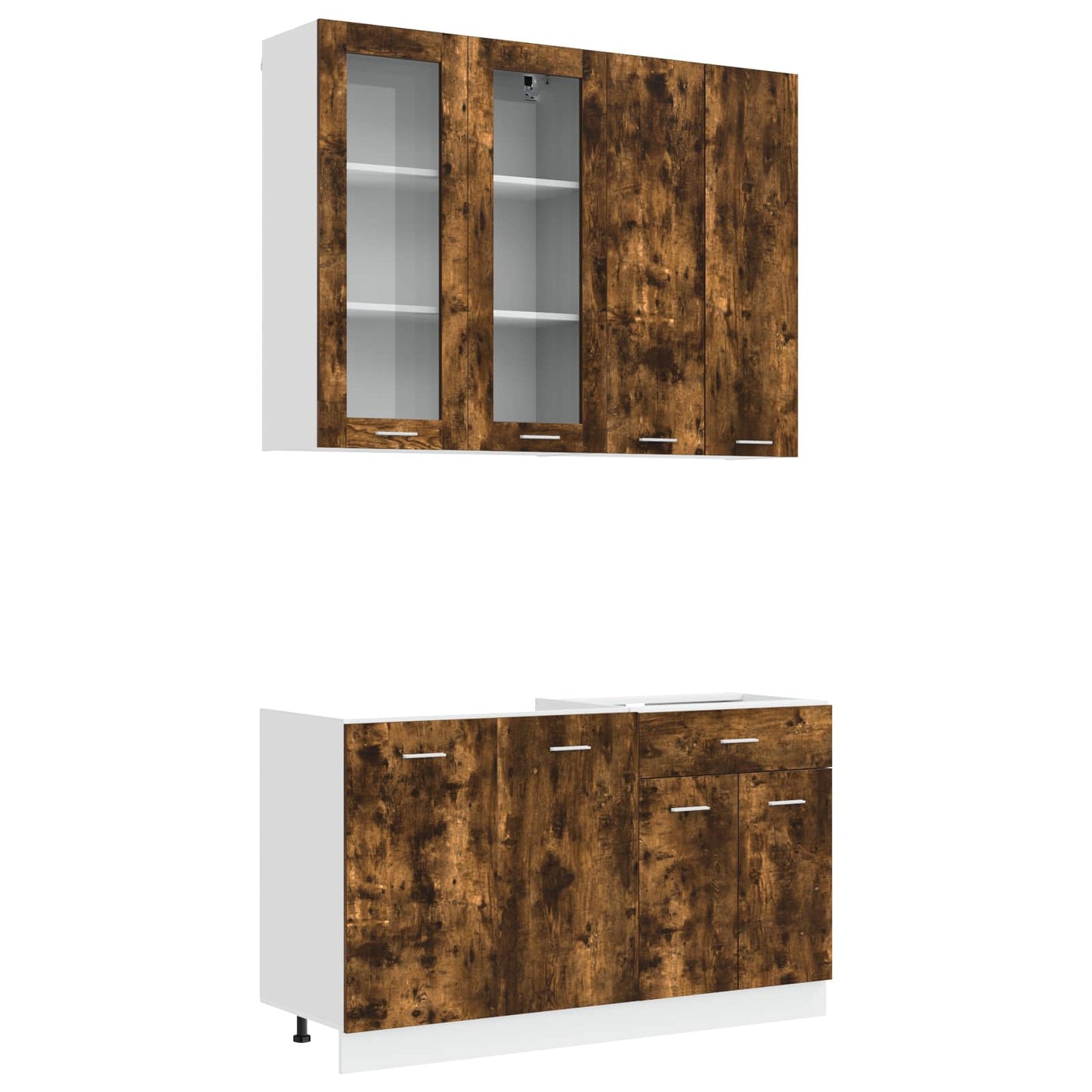 vidaXL Μονάδα κουζίνας LYON 4 pcs Καπνισμένο Ξύλο Δρυός