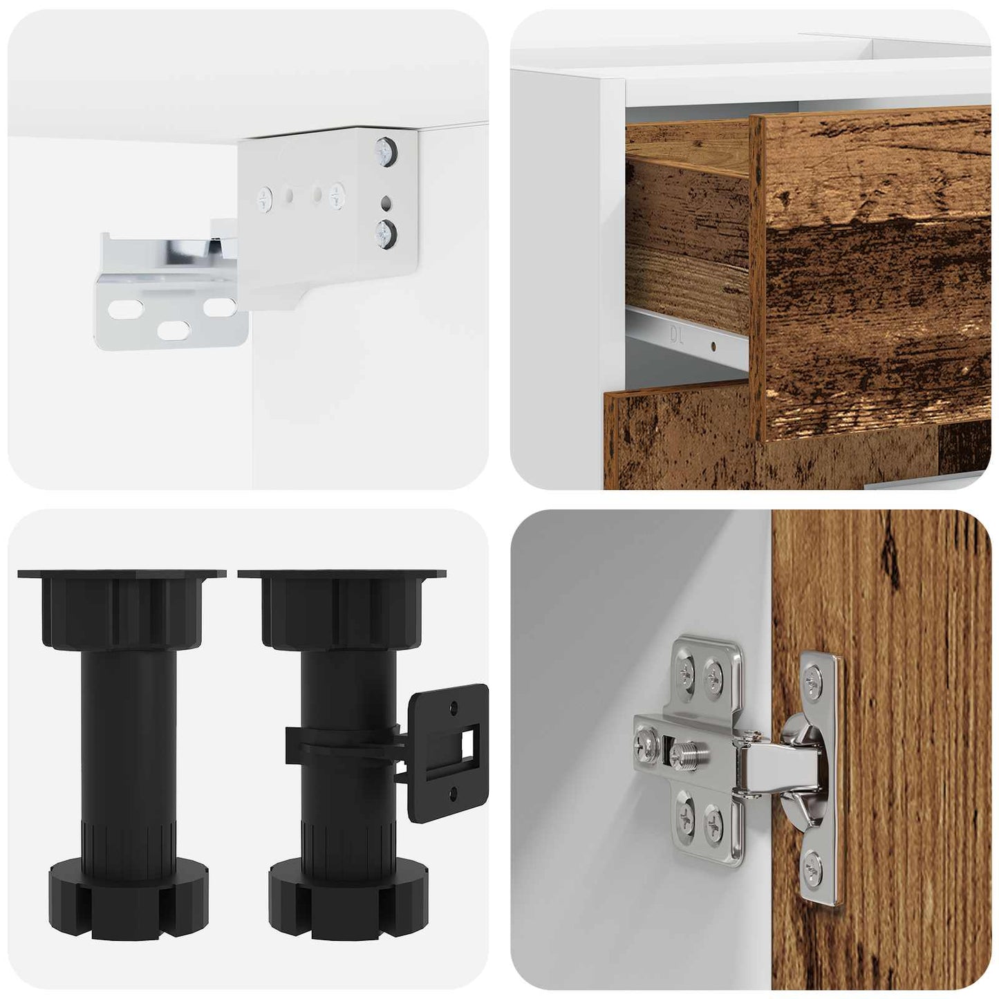 vidaXL Μονάδα κουζίνας LYON 4 pcs Παλαιωμένο ξύλο Επεξεργασμένο Ξύλο