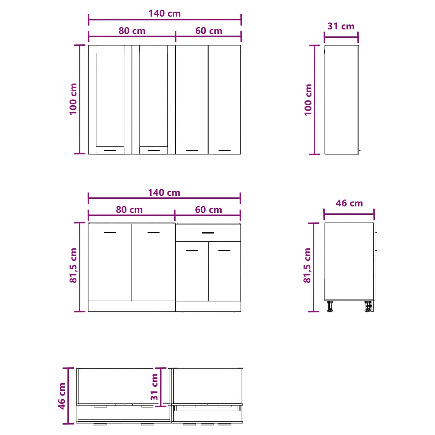 vidaXL Μονάδα κουζίνας LYON 4 pcs Artisan Δρυς Επεξεργασμένο Ξύλο