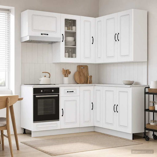 vidaXL Μονάδα κουζίνας KALMAR 8 pcs Λευκό Επεξεργασμένο Ξύλο