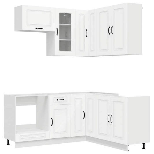 vidaXL Μονάδα κουζίνας KALMAR 8 pcs Λευκό Επεξεργασμένο Ξύλο