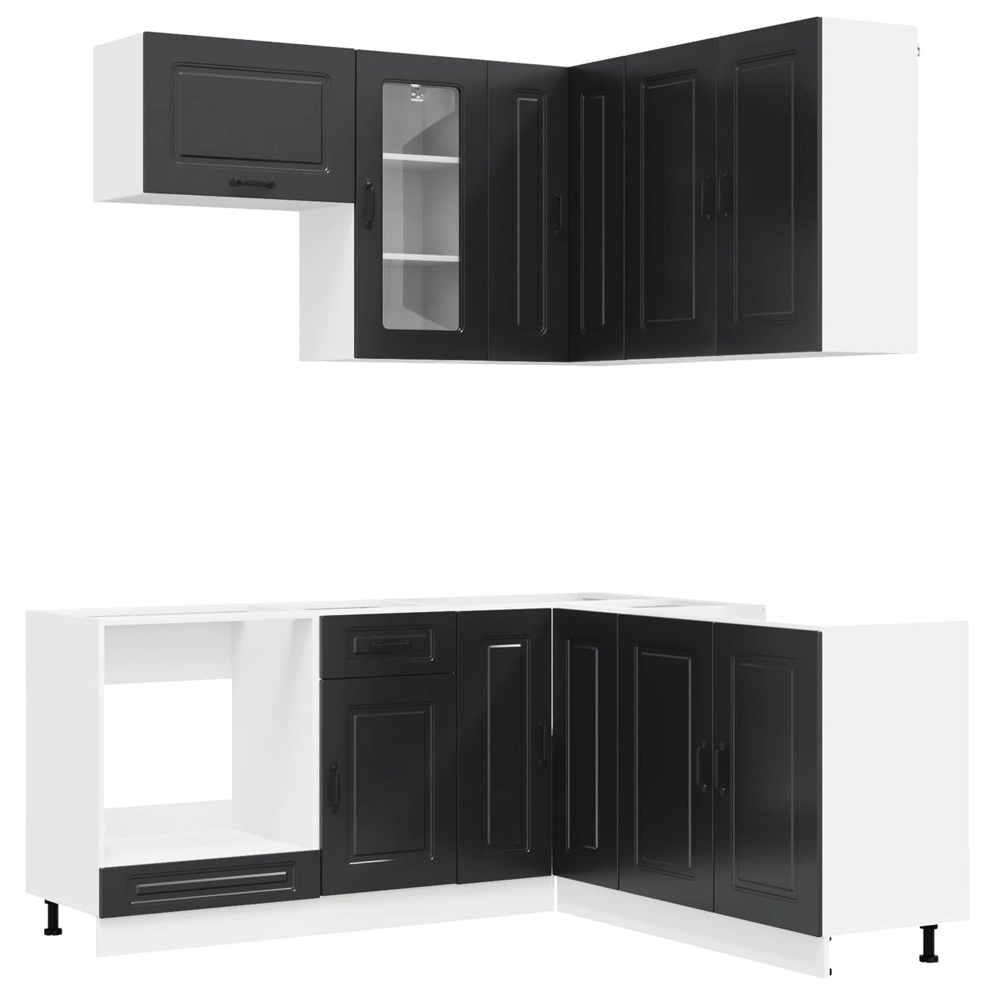 vidaXL Μονάδα κουζίνας KALMAR 8 pcs Μαύρο Επεξεργασμένο Ξύλο
