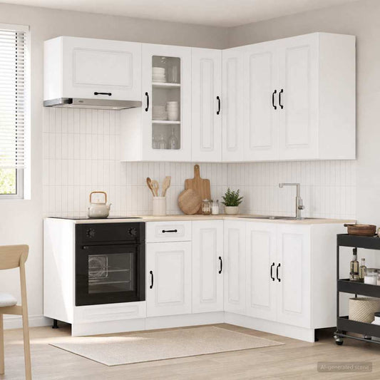 vidaXL Μονάδα κουζίνας KALMAR 8 pcs Γυαλιστερό Λευκό