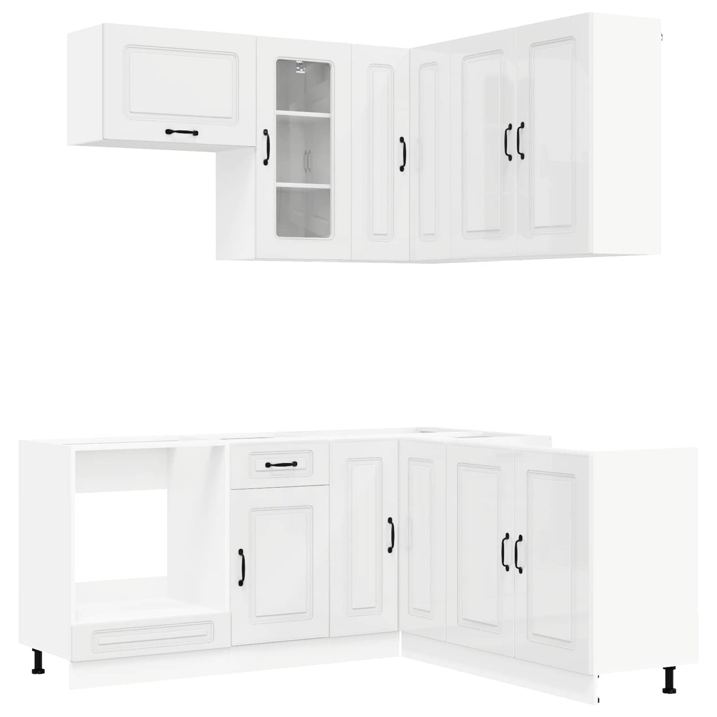 vidaXL Μονάδα κουζίνας KALMAR 8 pcs Γυαλιστερό Λευκό