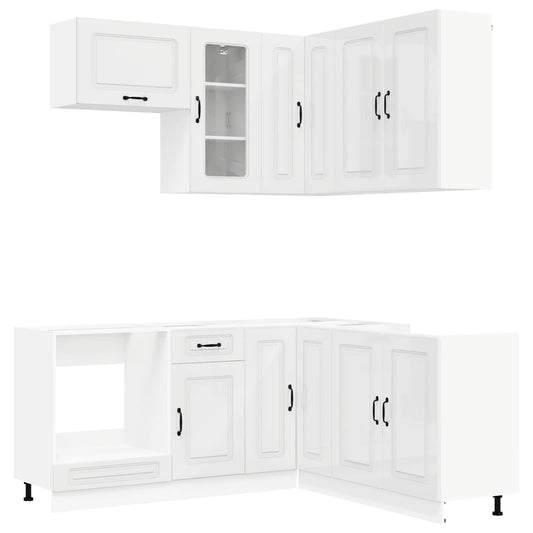 vidaXL Μονάδα κουζίνας KALMAR 8 pcs Γυαλιστερό Λευκό