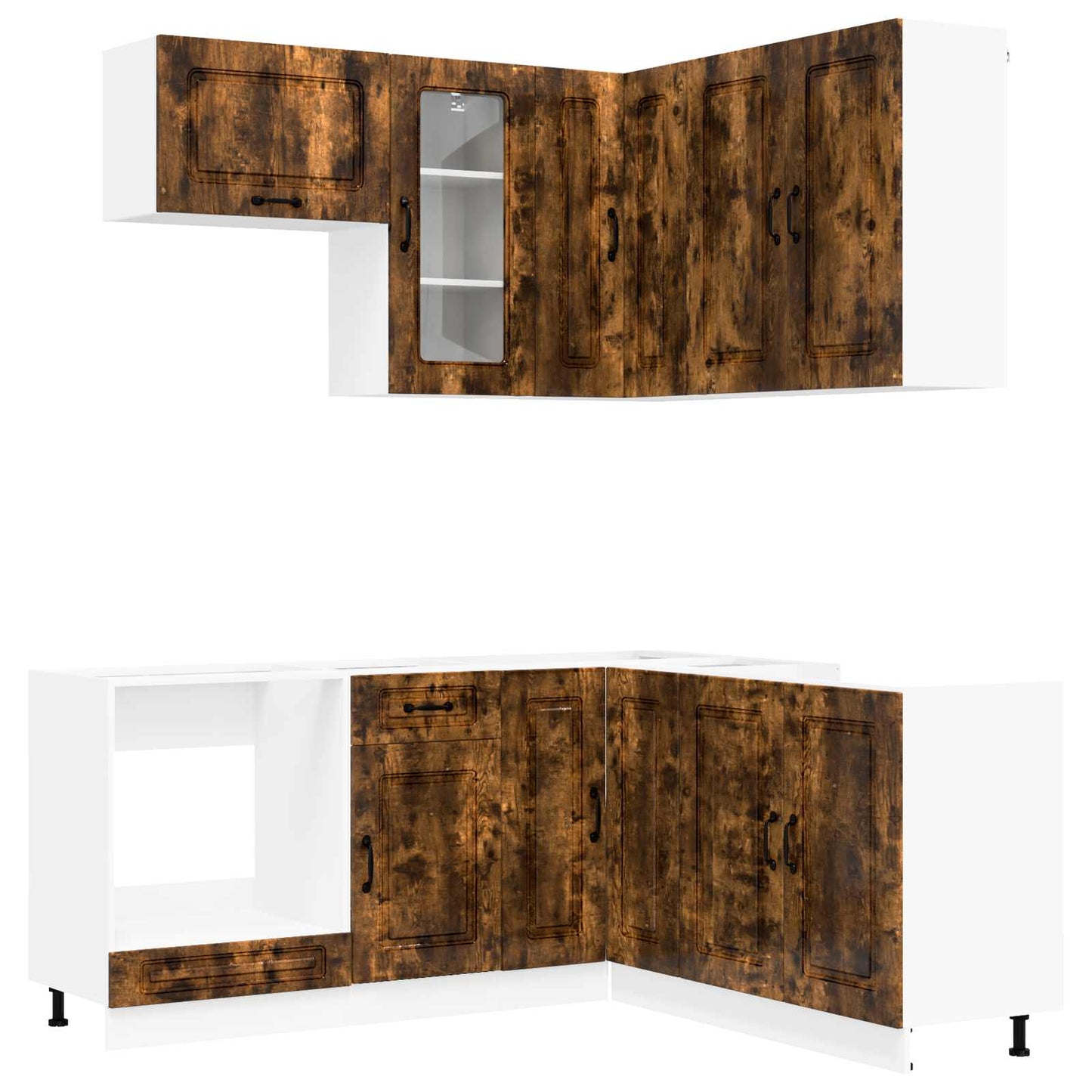 vidaXL Μονάδα κουζίνας KALMAR 8 pcs Καπνισμένο Ξύλο Δρυός