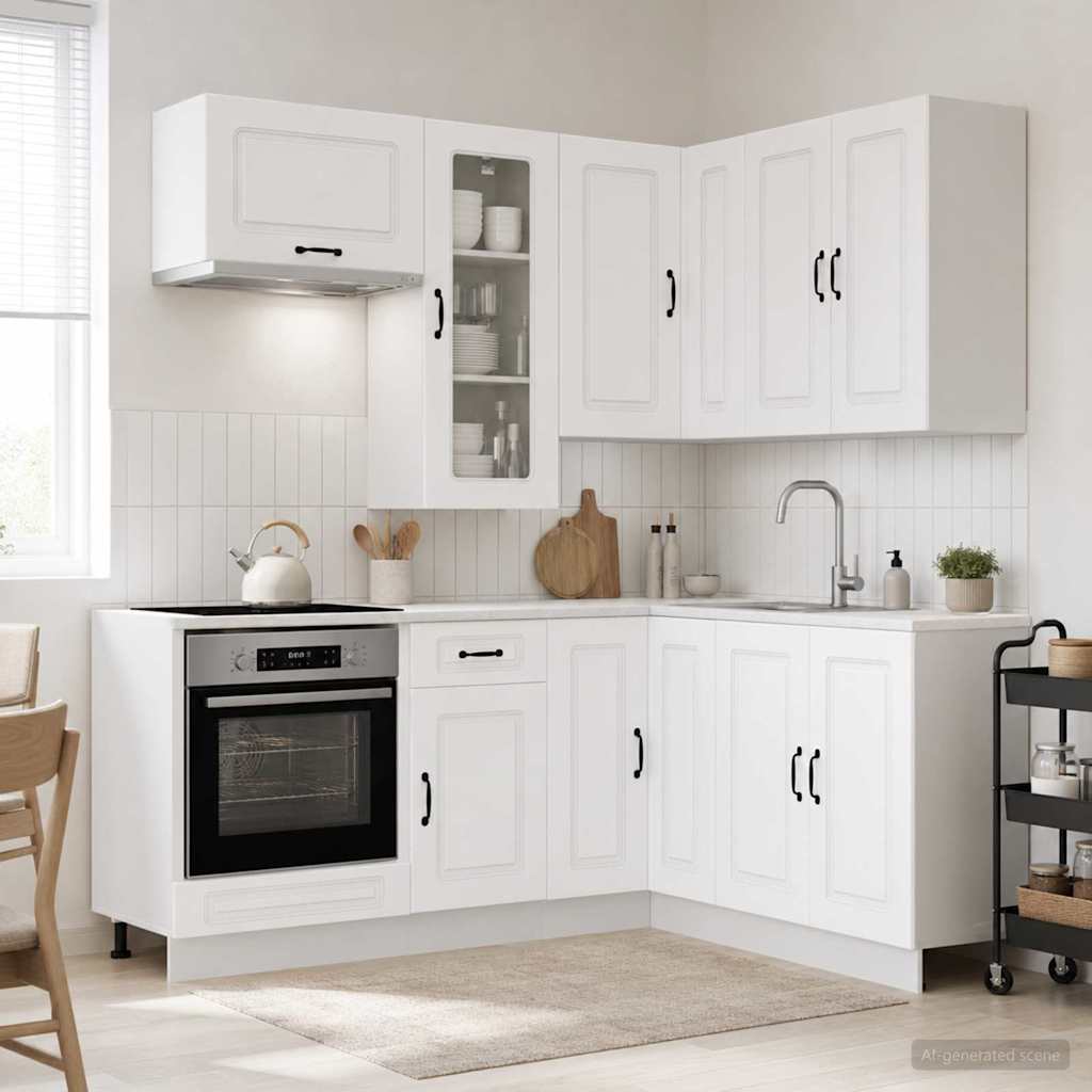 vidaXL Μονάδα κουζίνας KALMAR 8 pcs Λευκό Επεξεργασμένο Ξύλο