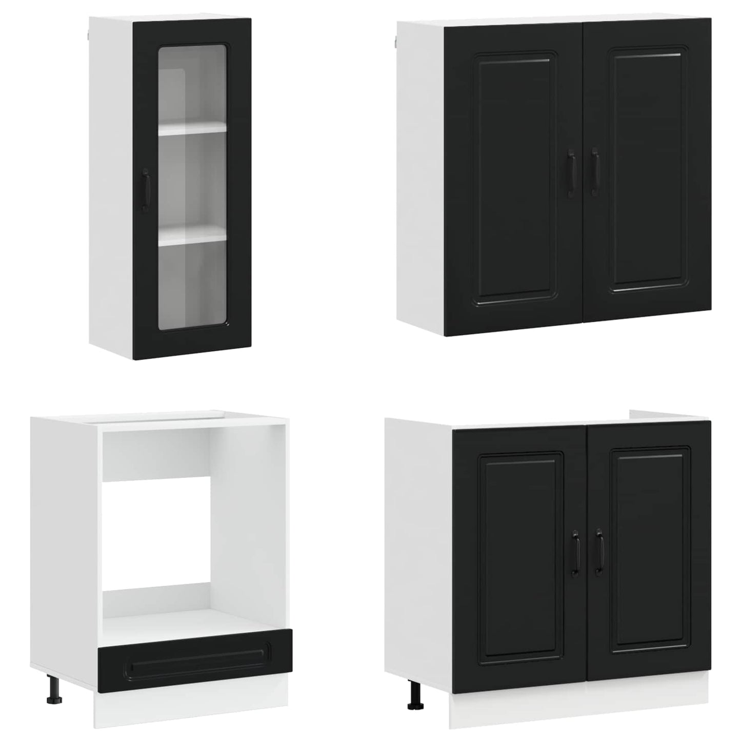 vidaXL Μονάδα κουζίνας KALMAR 8 pcs Μαύρο Επεξεργασμένο Ξύλο