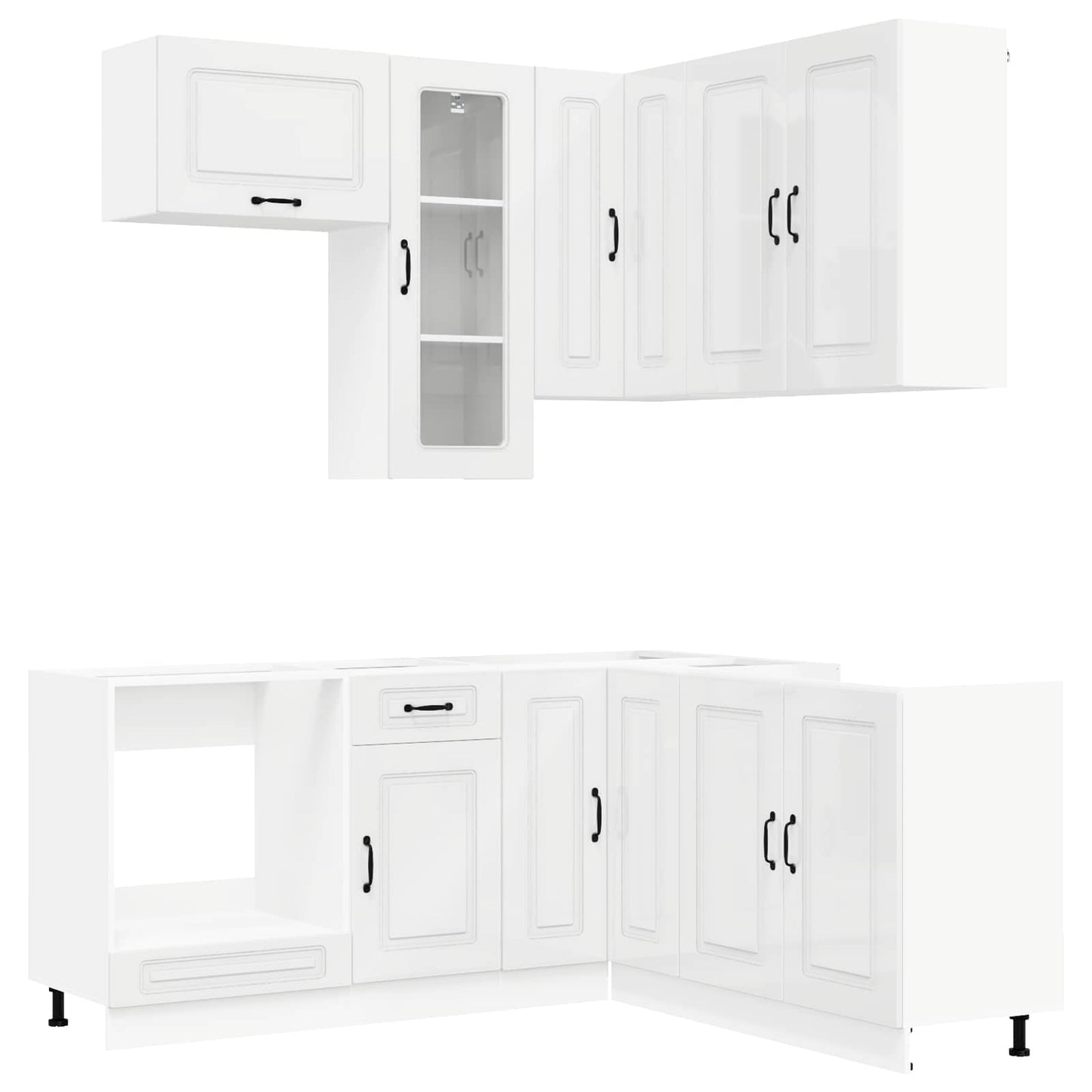vidaXL Μονάδα κουζίνας KALMAR 8 pcs Γυαλιστερό Λευκό