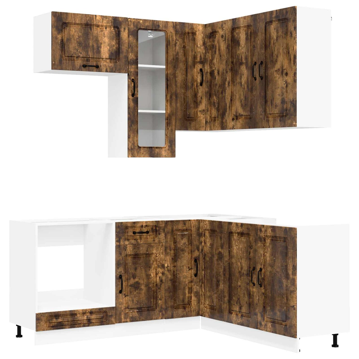 vidaXL Μονάδα κουζίνας KALMAR 8 pcs Καπνισμένο Ξύλο Δρυός
