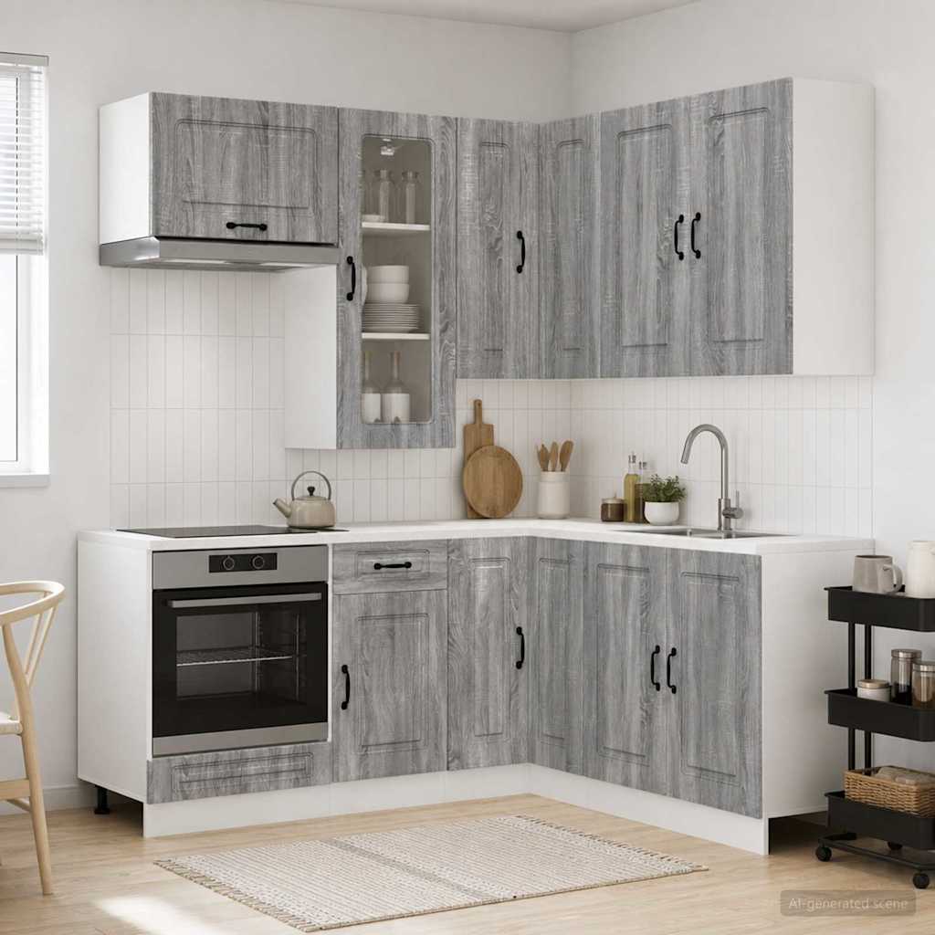 vidaXL Μονάδα κουζίνας KALMAR 8 pcs Γκρι Sonoma Επεξεργασμένο Ξύλο
