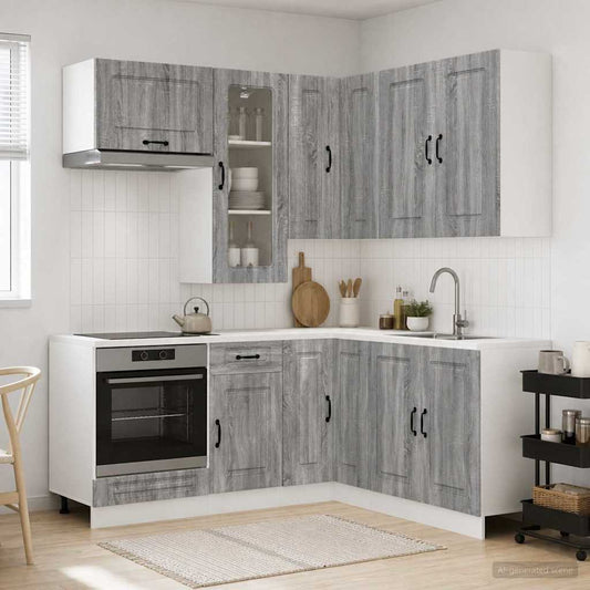 vidaXL Μονάδα κουζίνας KALMAR 8 τμχ. Γκρι Sonoma Επεξεργασμένο Ξύλο