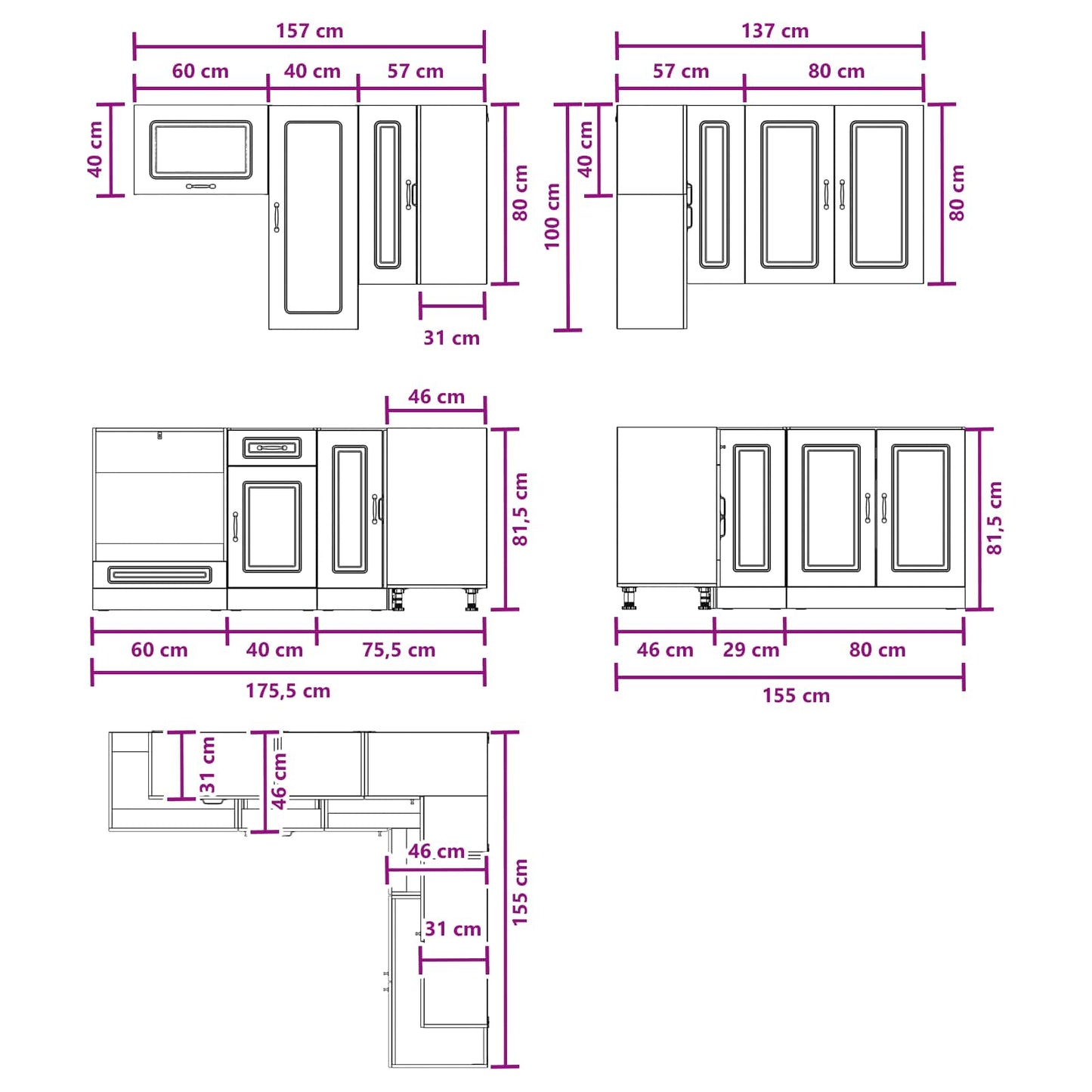 vidaXL Μονάδα κουζίνας KALMAR 8 pcs Γκρι Sonoma Επεξεργασμένο Ξύλο