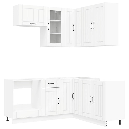 vidaXL Μονάδα κουζίνας LUCCA 8 pcs Λευκό Επεξεργασμένο Ξύλο