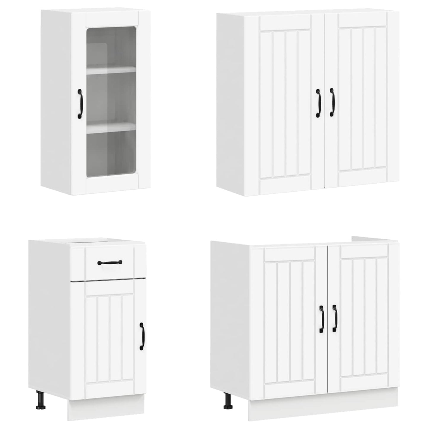 vidaXL Μονάδα κουζίνας LUCCA 8 pcs Λευκό Επεξεργασμένο Ξύλο