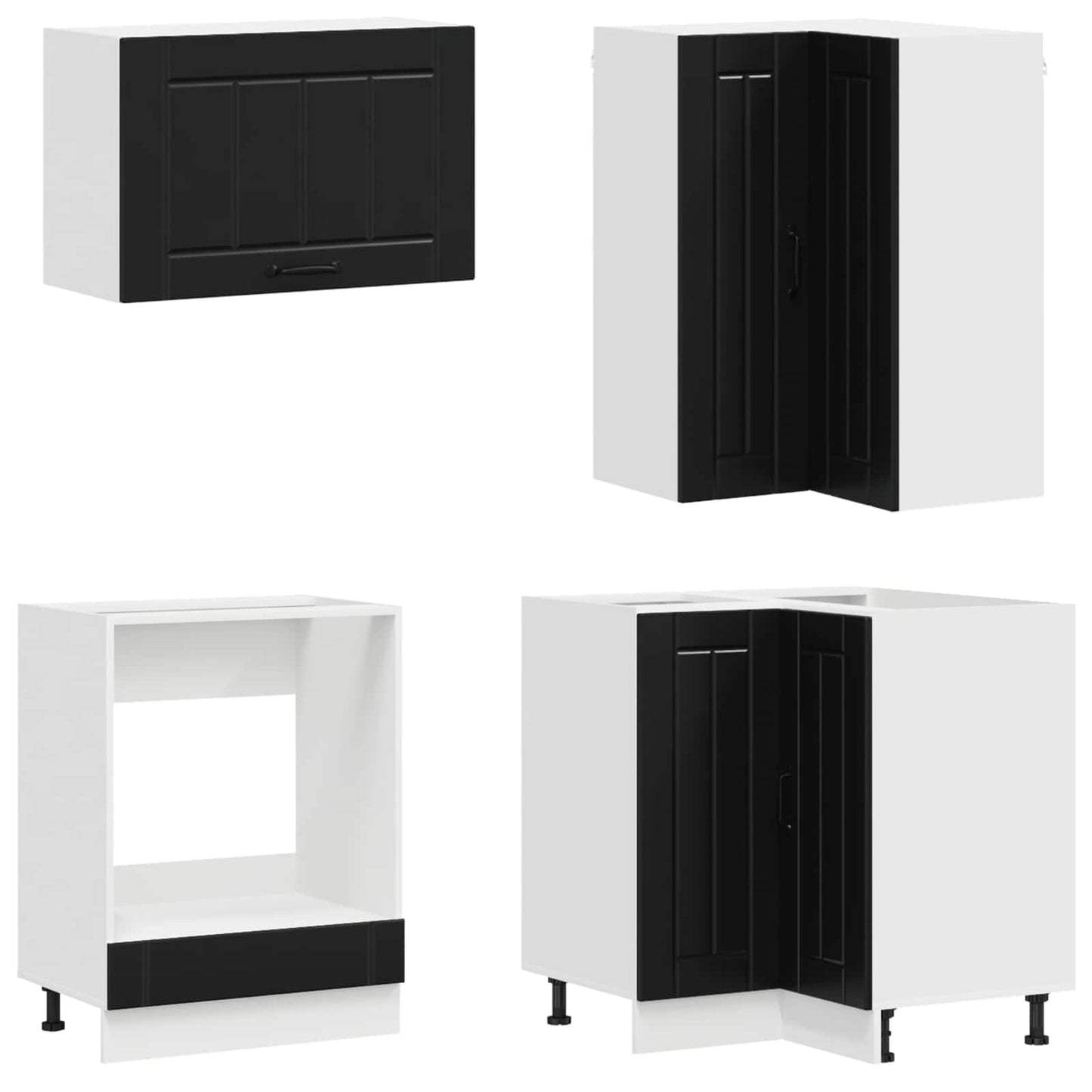 vidaXL Μονάδα κουζίνας LUCCA 8 pcs Μαύρο Επεξεργασμένο Ξύλο