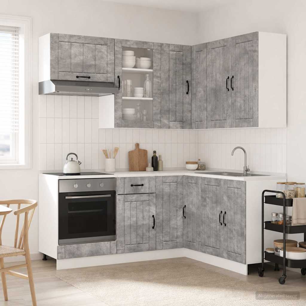 vidaXL Μονάδα κουζίνας LUCCA 8 pcs Γκρι Σκυροδέματος