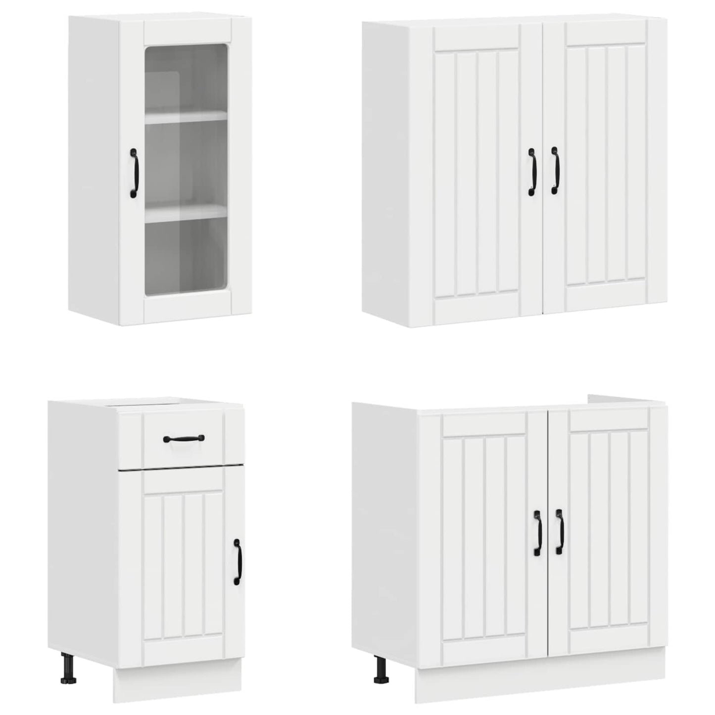 vidaXL Μονάδα κουζίνας LUCCA 8 pcs Γυαλιστερό Λευκό Επεξεργασμένο Ξύλο