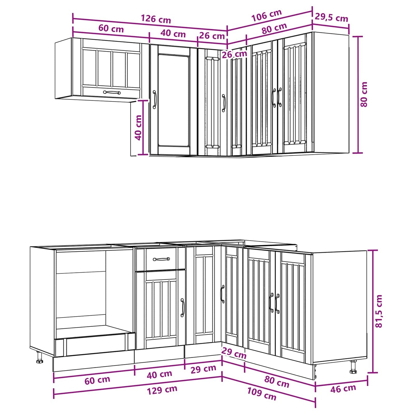 vidaXL Μονάδα κουζίνας LUCCA 8 pcs Καπνισμένο Ξύλο Δρυός