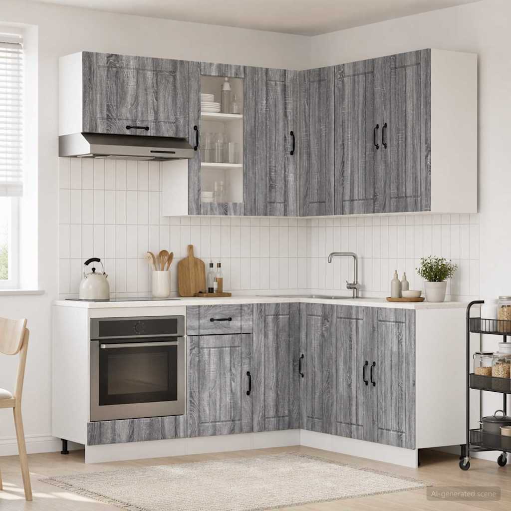 vidaXL Μονάδα κουζίνας LUCCA 8 pcs Γκρι Sonoma Επεξεργασμένο Ξύλο