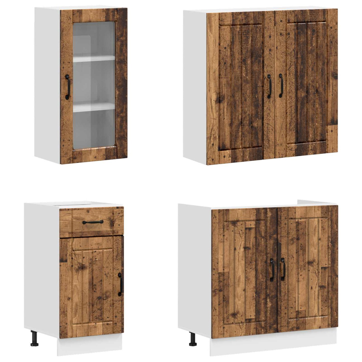 vidaXL Μονάδα κουζίνας LUCCA 8 pcs Παλαιωμένο ξύλο Επεξεργασμένο Ξύλο