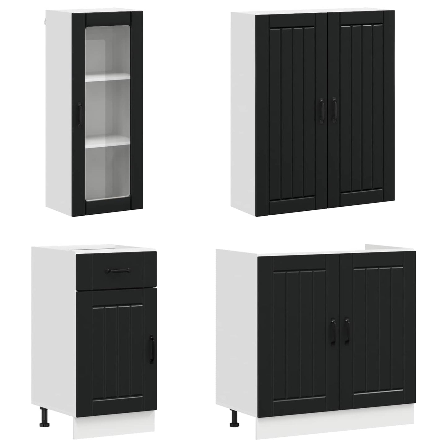 vidaXL Μονάδα κουζίνας LUCCA 8 pcs Μαύρο Επεξεργασμένο Ξύλο