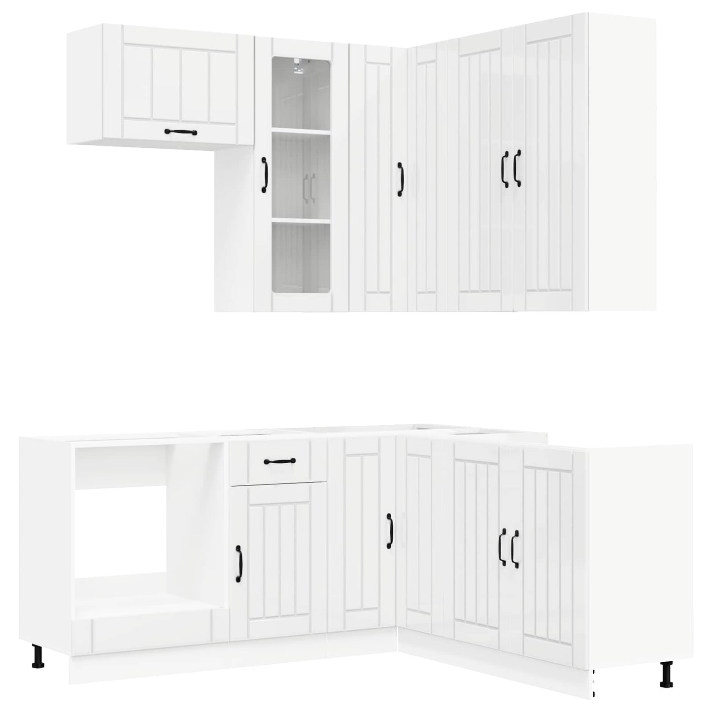 vidaXL Μονάδα κουζίνας LUCCA 8 pcs Γυαλιστερό Λευκό Επεξεργασμένο Ξύλο