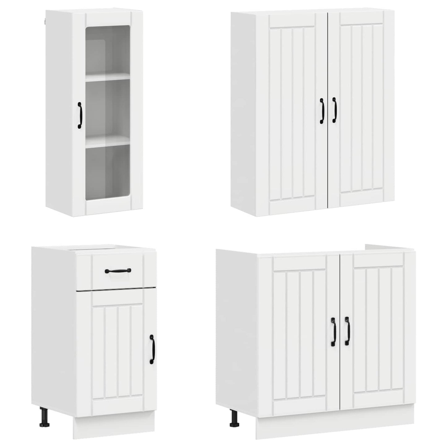 vidaXL Μονάδα κουζίνας LUCCA 8 pcs Γυαλιστερό Λευκό Επεξεργασμένο Ξύλο