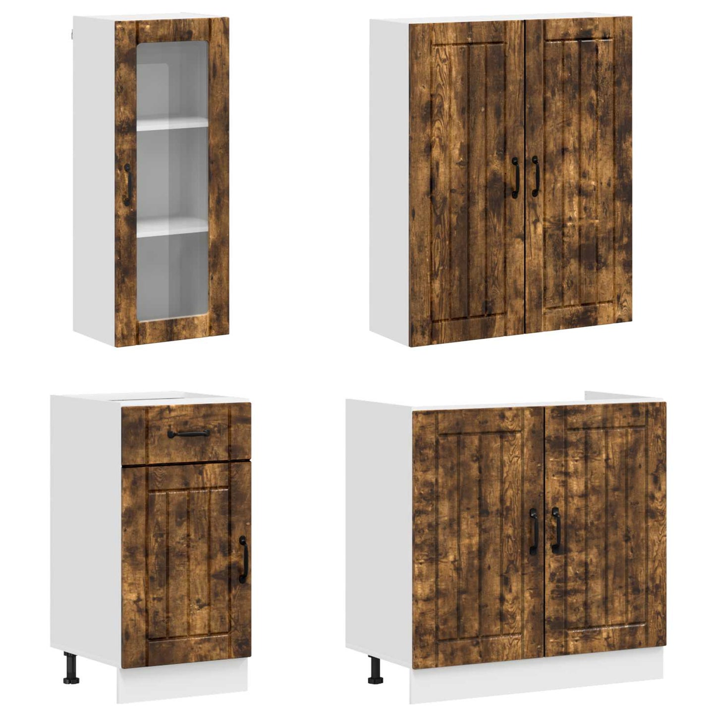 vidaXL Μονάδα κουζίνας LUCCA 8 pcs Καπνισμένο Ξύλο Δρυός