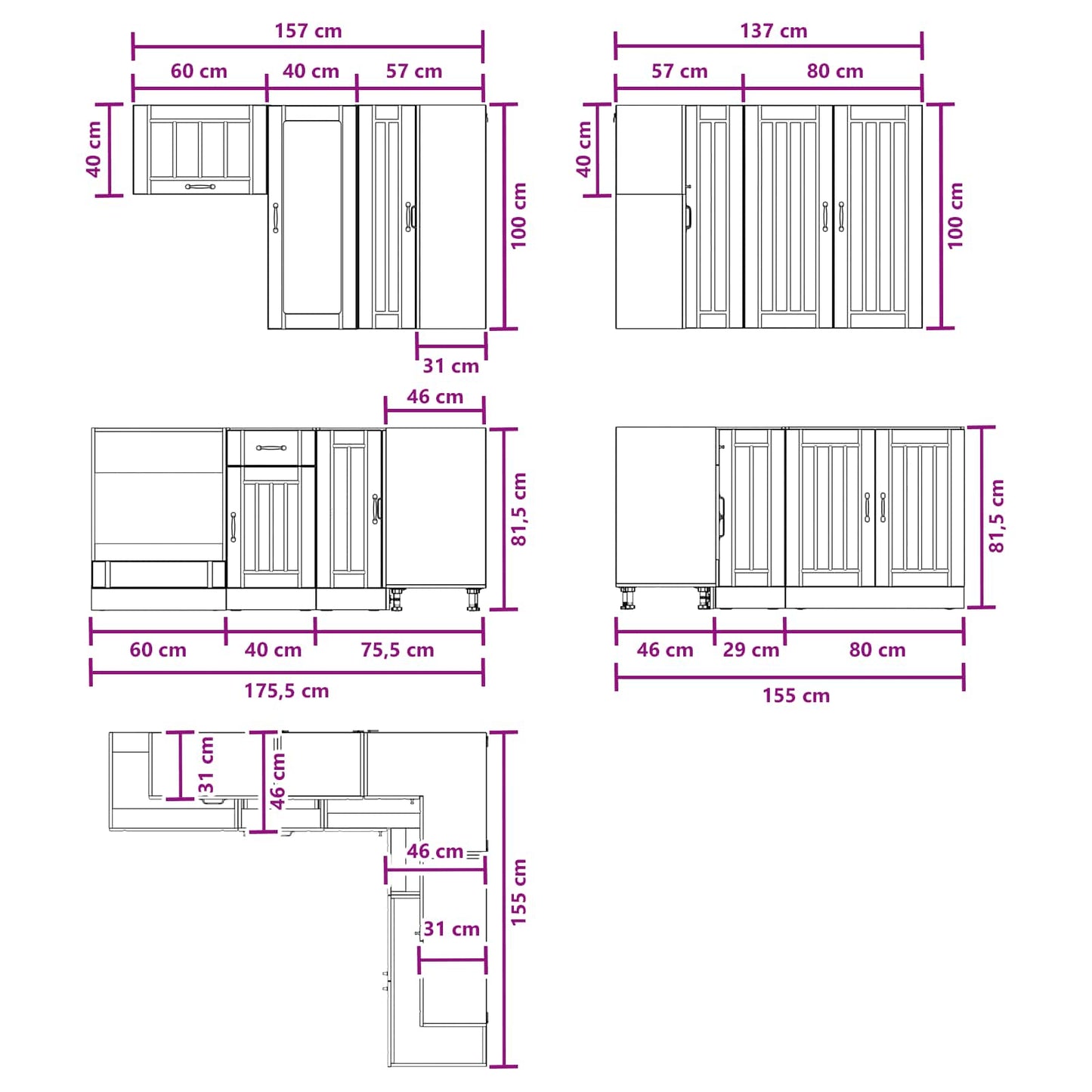 vidaXL Μονάδα κουζίνας LUCCA 8 pcs Καπνισμένο Ξύλο Δρυός