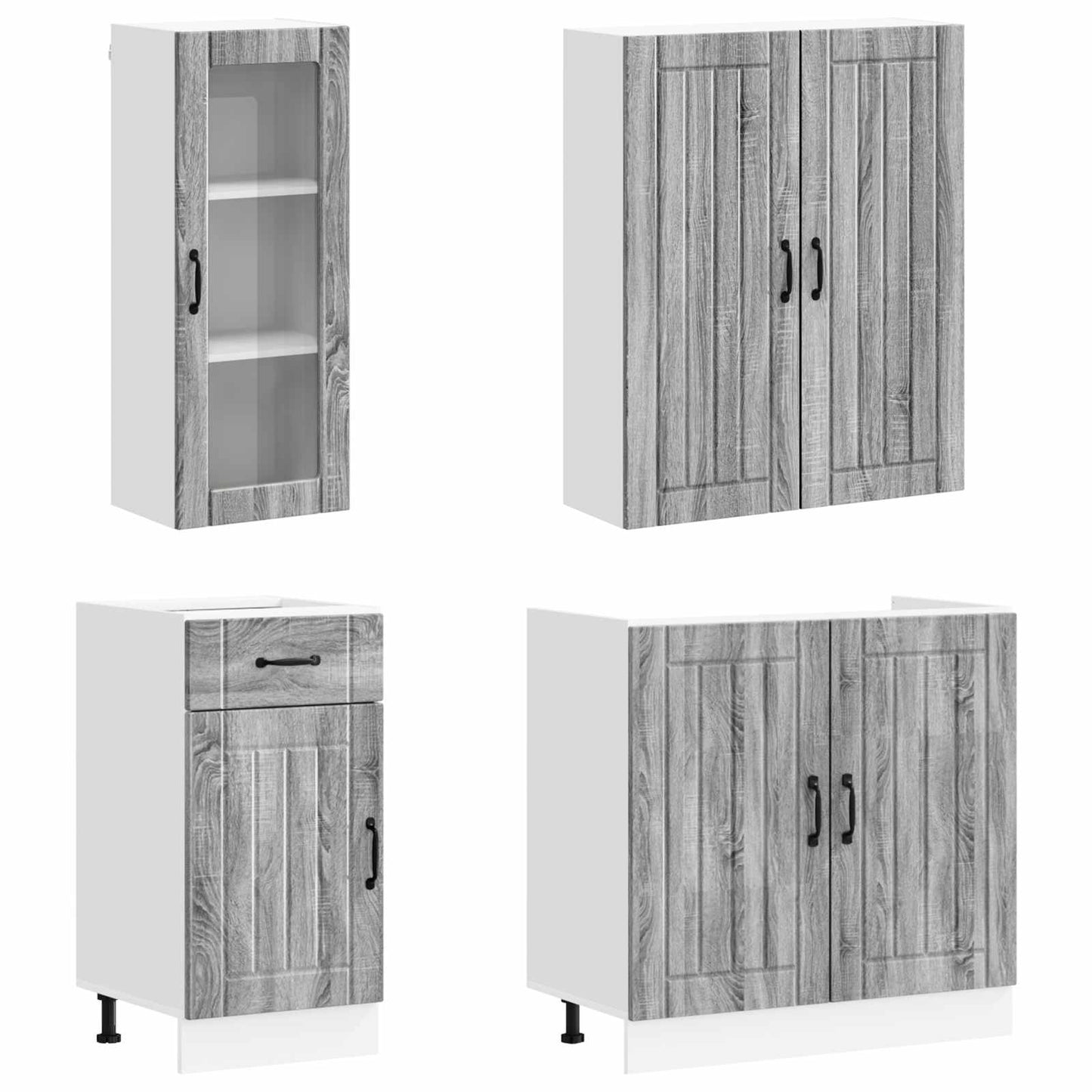 vidaXL Μονάδα κουζίνας LUCCA 8 pcs Γκρι Sonoma Επεξεργασμένο Ξύλο
